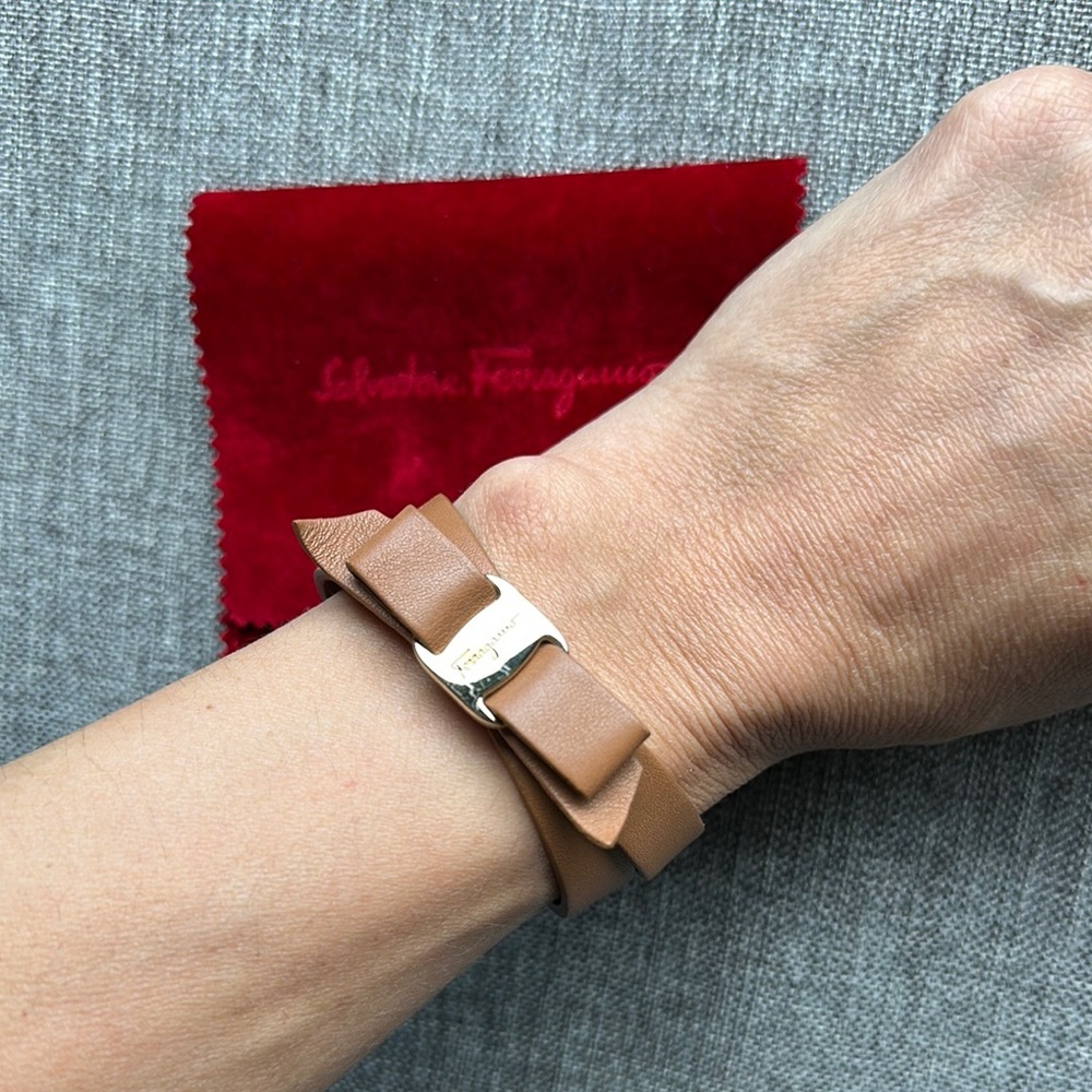 Salvatore Ferragamo Tan Leather Bracelet